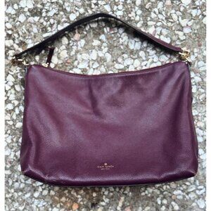Kate Spade New York Burgundy Pebbled Leather Shoulder Bag